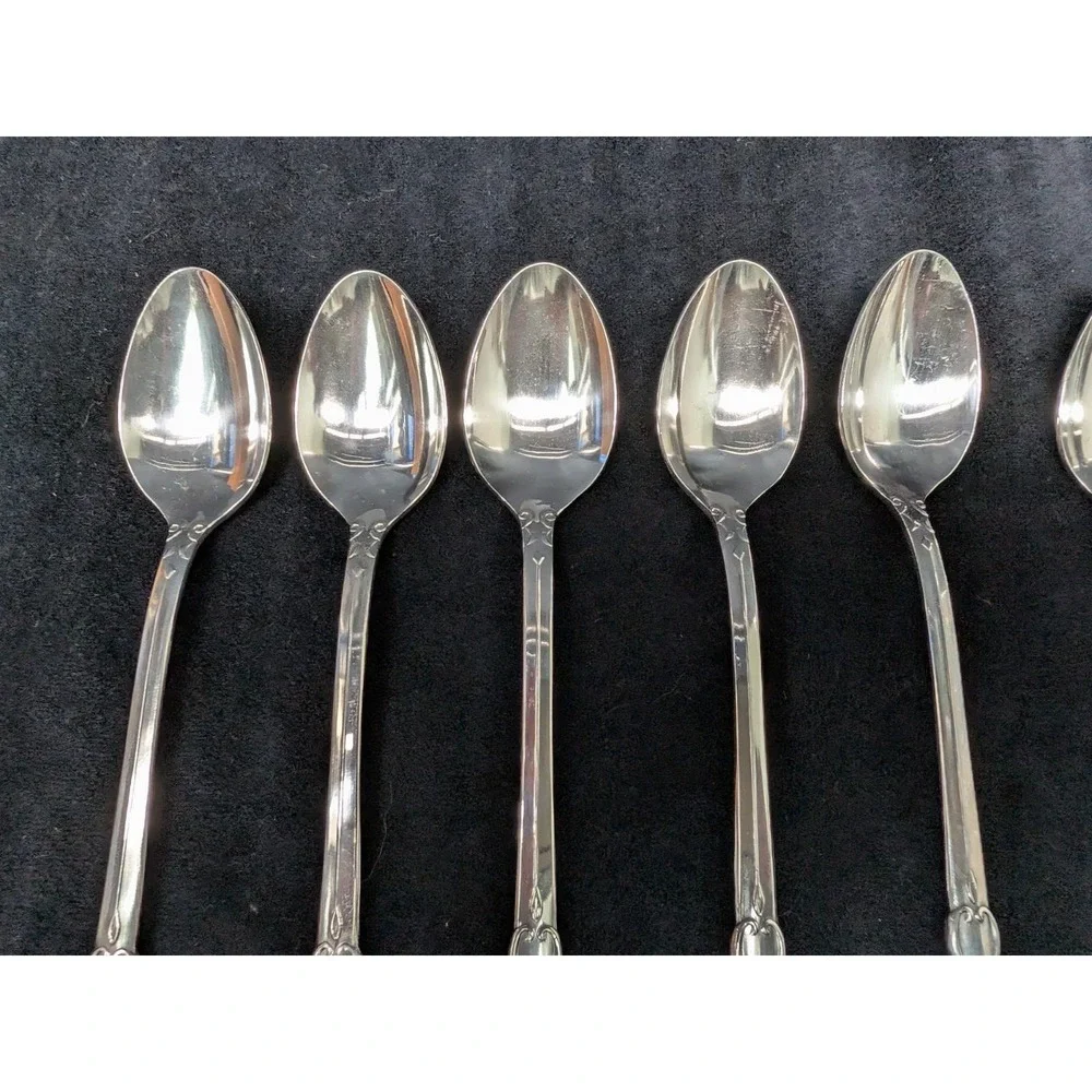Vtg National Stainless Flatware Japan Nancy Iced Tea Spoons Lot of 8